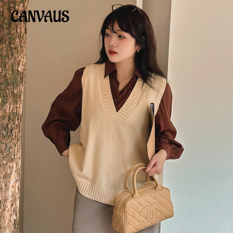 

Жилет женский большого размера, осенний свободный трикотажный жилет с V-образным вырезом, безрукавки XL чёрный