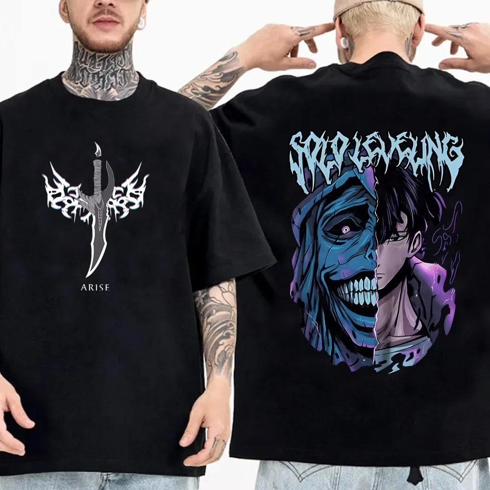 Horké Anime Solo Leveling Socha Boha Tričko Sung Jinwoo Grafický Potisk Tričko Pánské Dámské Ležérní Nadměrné Streetwear Harajuku Móda Letní Nové Tričko