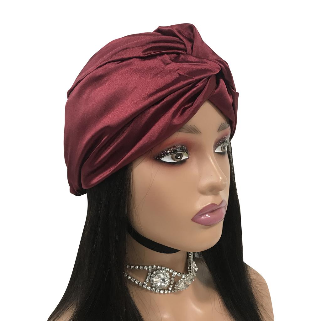 Sexy Women Turban Double Layer Hair Bonnets Silk Custom logo Turbans for Ladies