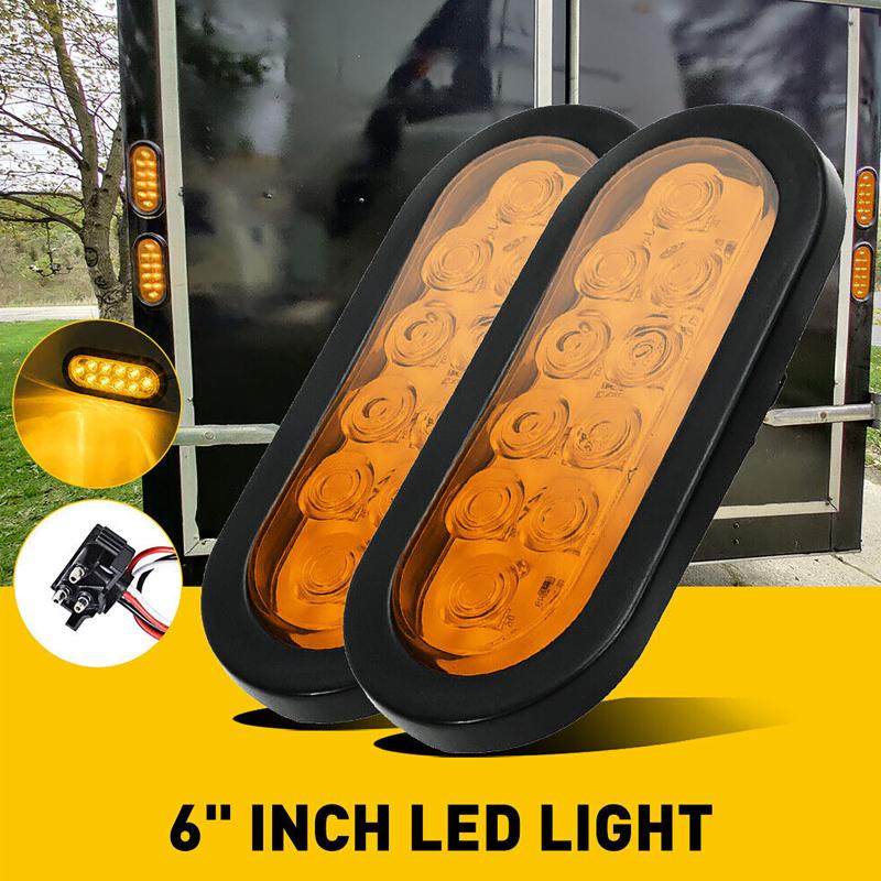 

2шт 6-дюймовые овальные задние фонари для прицепа 10 светодиодов парковочный сигнал поворота IP67 водонепроницаемый для лодочного прицепа RV