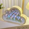Cloud Shape Tulip Night Light Diy Handmade Flower Lamp Battery Powered Mirror Decor Table Lamp For Bedroom Gift