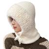 Knitted Headgear Solid Color 3-in-1 Women Knit Hat Scarf Face Guard Windproof Skiing Hiking Fleece Lined Winter Headband