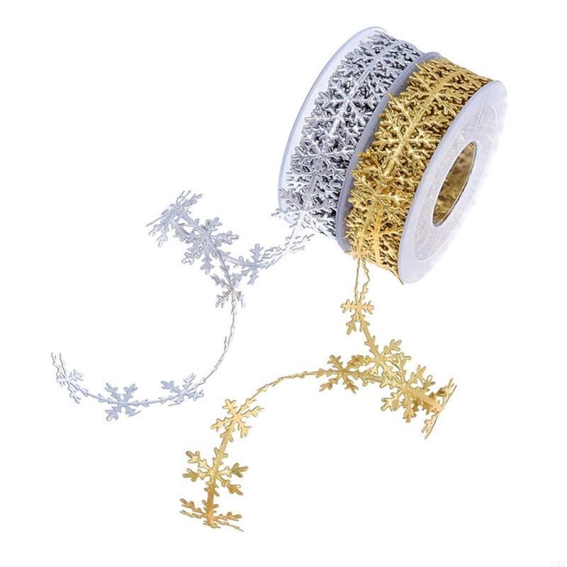 Creative Christmas Ribbon Lace Trims Golden Silver for Wedding Party Decorat X3UC
