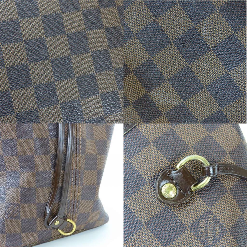 Used LOUIS VUITTON Tote Bag Neverfull MM N51105 Damier Ebene Brown Shoulder