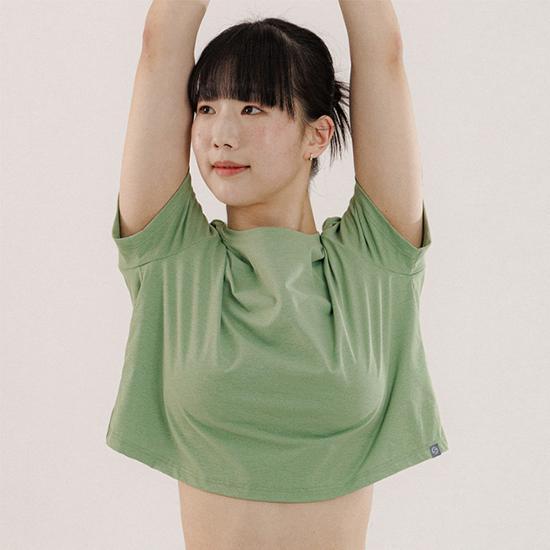 Slim9 Vegan Semi Crop Tee Short - 12color