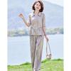 Pasiter Elegant Women's Chiffon Lapel Top & Pants Set
