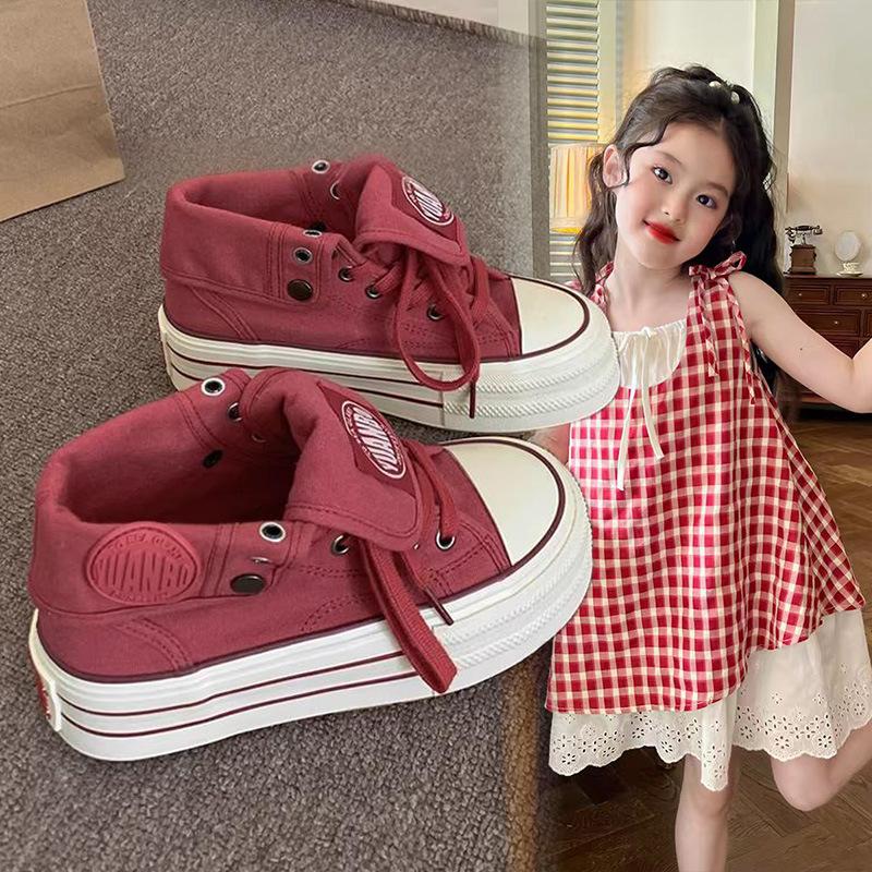 Children's trendy brand canvas shoes spring new boys' shoes girls' little white shoes baby board shoes soft-soled student shoes