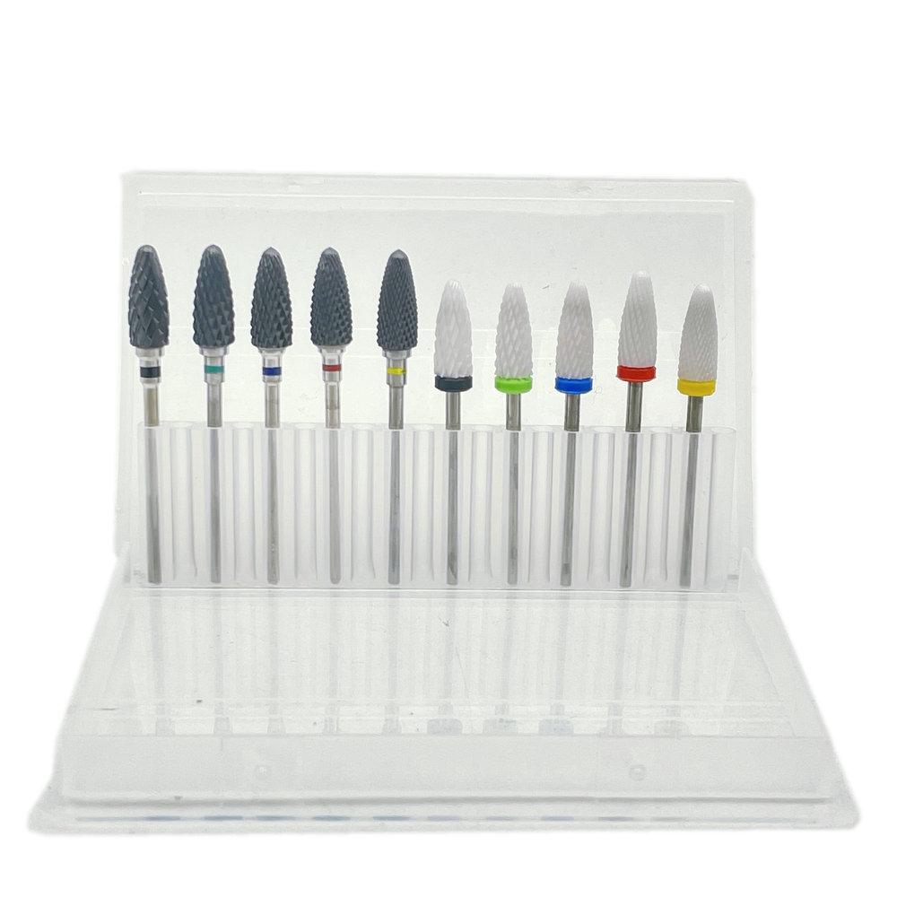 10pcs Manicure Ceramic Nail Drill Bits Set Removing Gel Varnish Drill Manicure Machine Pedicure Nail Bits for Electric Drill