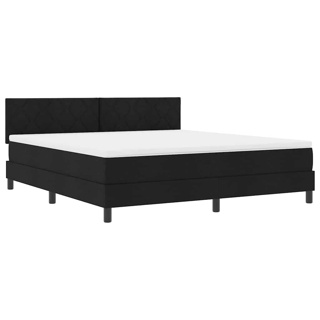 Box Spring Bed with Headboard Black 180 X 200 Cm Fabric