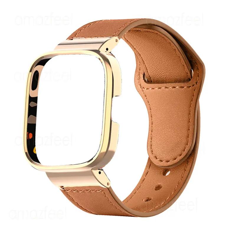 For Redmi Watch 3 Active Leather Strap Metal Case Protector For Mi watch Lite Watchband Redmi Watch 2 Lite Bracelet Shell Frame Redmi Watch 2 Lite