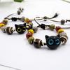 Big Eye Cat Bracelets for Women Men Sweet Cool Heart Ceramic Beaded Bracelet Adjustable Braided Rope Aesthetic Party Jewelry