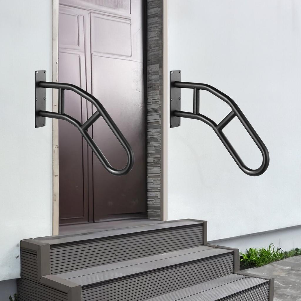 2 PCS Handrails for Outdoor Steps 29" Wall Mount Railings for 1-3 Steps