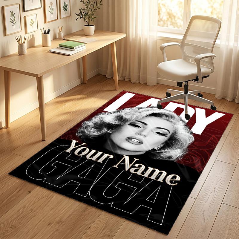 Personalized Crystal Velvet Carpet,Lady Gaga Custom Printed Name, Plush Area Rug For Home Indoor Decor