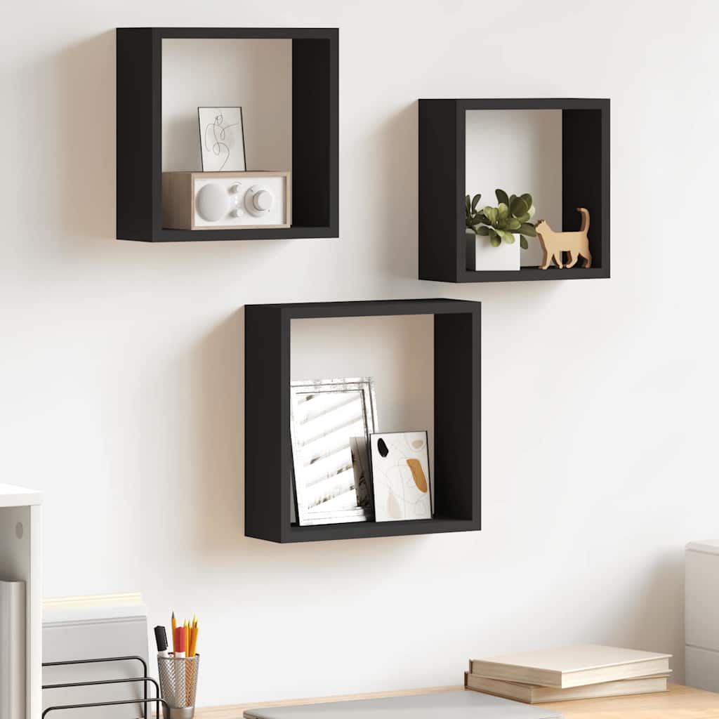 vidaXL Würfelregale 3 Stk. Schwarz MDF schwarz