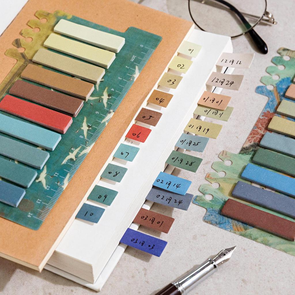 1 stk Retrofarge Notatsett Selvklebende Memo Pad Indeksklistremerker Etikettmerke for kontorskole