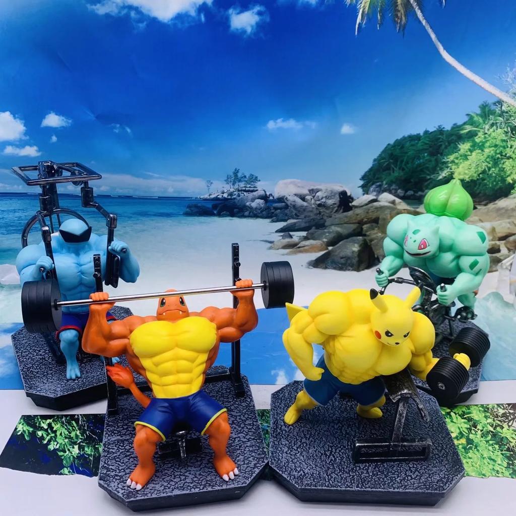Pokemon Gk Muscle Fitness Fire Dragon, Pikachu Squirtle Frog Seed, Boxed Figure