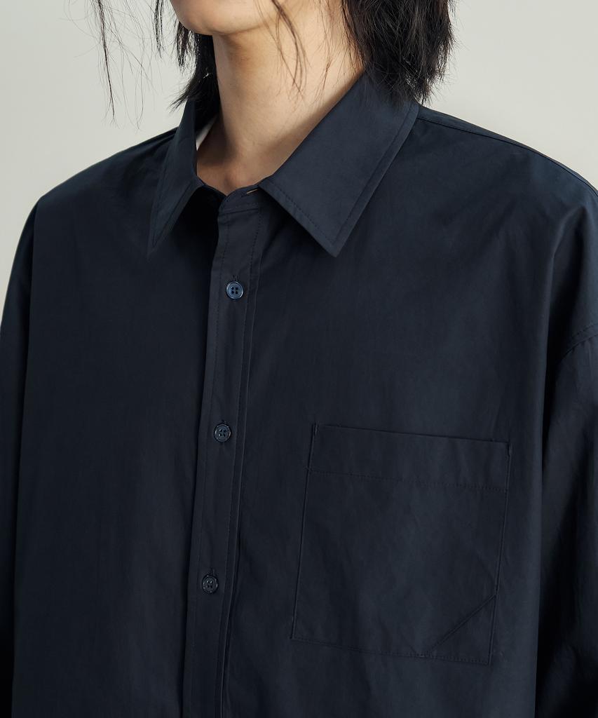 ROTEMBER Natural Washed 60-Count Cotton Shirt [Midnight Navy]