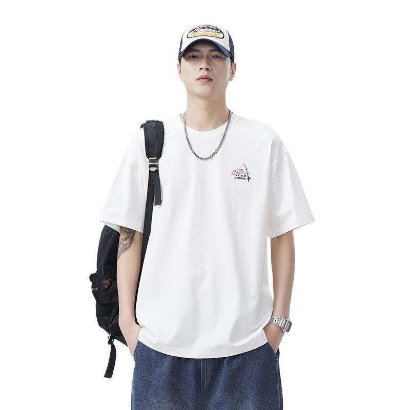 New Japanese Sports Trend Printed 210g Pure Cotton Loose Round Neck Fashion T-shirt In Summer