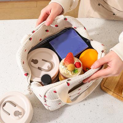 Corduroy Lunch Bag Thermal Insulation Lunch Box Storage Handbag Multifunctional Kids School Cooler Bag Picnic Food Pouch