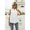 Spring Summer Women's Solid Color Shirt Loose V-neck Sleeveless Lace Trim Blouse, European American Style Casual Top
