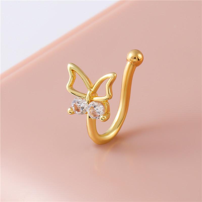 Trendy Butterfly Nose Ring U Shaped Clip Nose Ring Bendable Nose Ring For Women Girls  Non Pierced Nose Clip Gifts