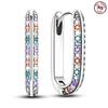 Classic Earrings 925 Silver Colorful CZ Hoop Earrings for Women Birthday Party Wedding Engagemen Gift Jewelry
