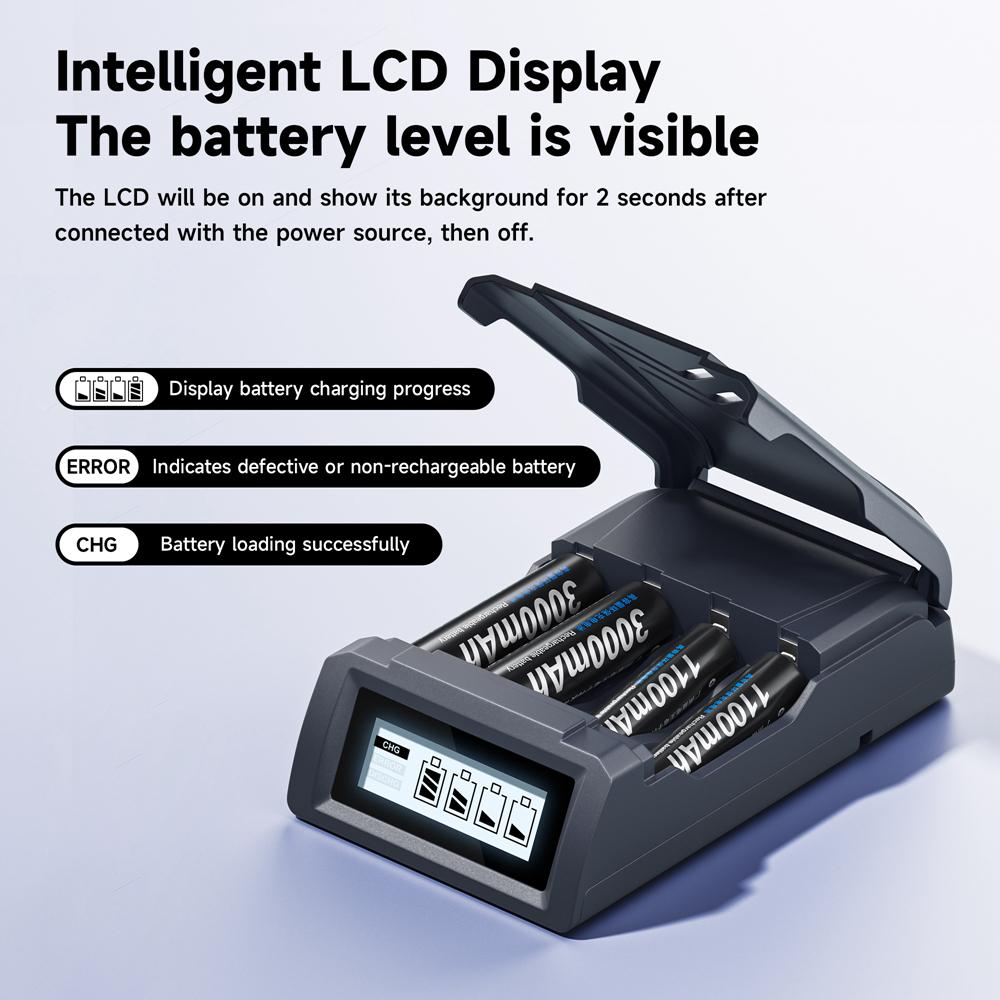 PALO 1.2V NI-MH AAA 1100mah Rechargeable battery AAA NIMH 3A Batteries With 4 Slots USB charger for 1.2V/1.5V AA AAA Battery
