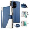 For Honor 300 Case Zipper Wallet Color Splicing Leather Flip Phone Cover with Straps