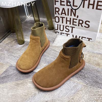 Fashion Women Flats Suede Ankle Boots Knitting Buckle Shoes Woman 2025 Trend Winter Snow Boots Casual New Cozy Designer Goth Mujer Botas