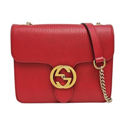 [Pre-Owned] Gold Double G Chain Shoulder Strap Crossbody Accordion Bag - Excellent #1B4MYLJ