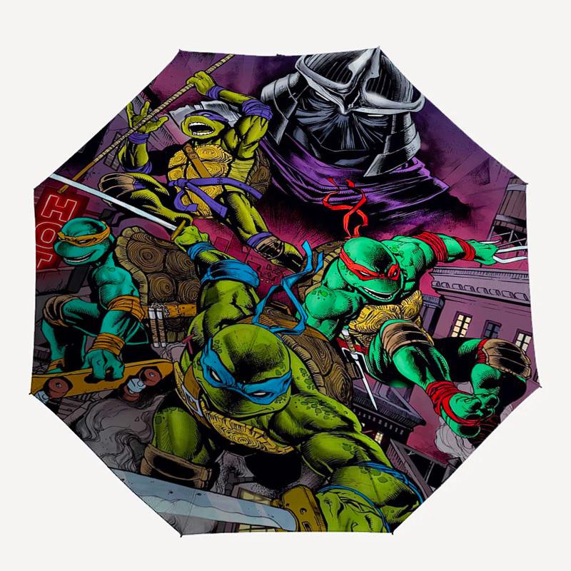 Teenage Mutant Ninja Turtles Themed Automatic Opening and Closing Umbrella, Compact Travel Umbrella, Lightweight and Portable, Suitable for