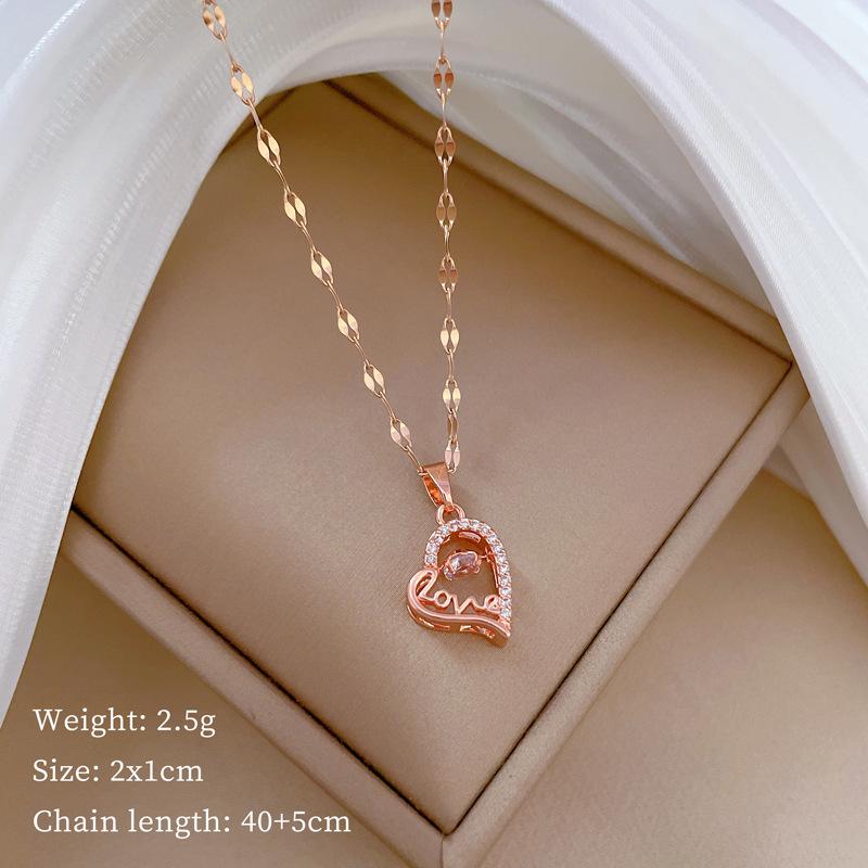Women's Exquisite Clavicle Necklace with Titanium Steel, Copper, and Gold-Plated Micro-Inlays