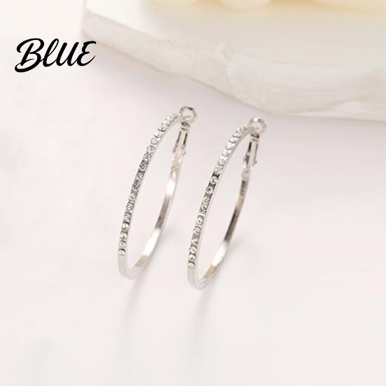 Party Earrings Large Rhinestone Hoop for Women Big Cubic Zirconia