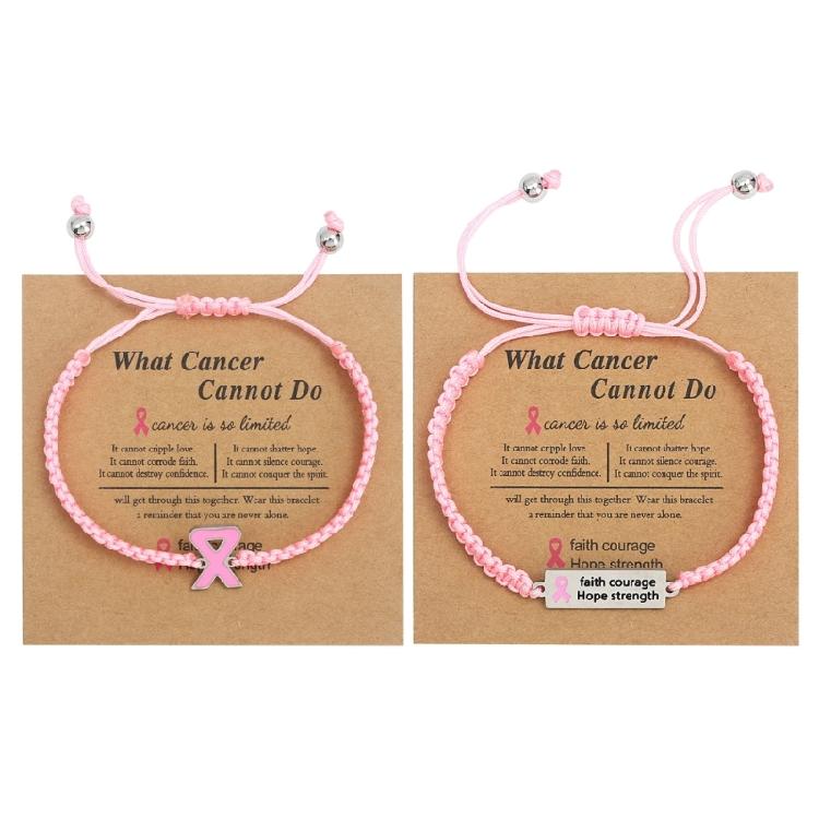 Bracciale Speranza Consapevolezza Tumori al Seno Corda Intrecciata Nastro Rosa Braccialetto per Donne