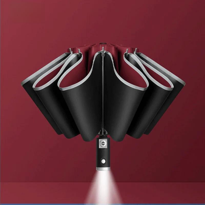 Automatic Adjustable LED Umbrella Anti-Uv Super Large Outdoor Car Rain Umbrella Business Sunny And Rainy Umbrella Wholesale