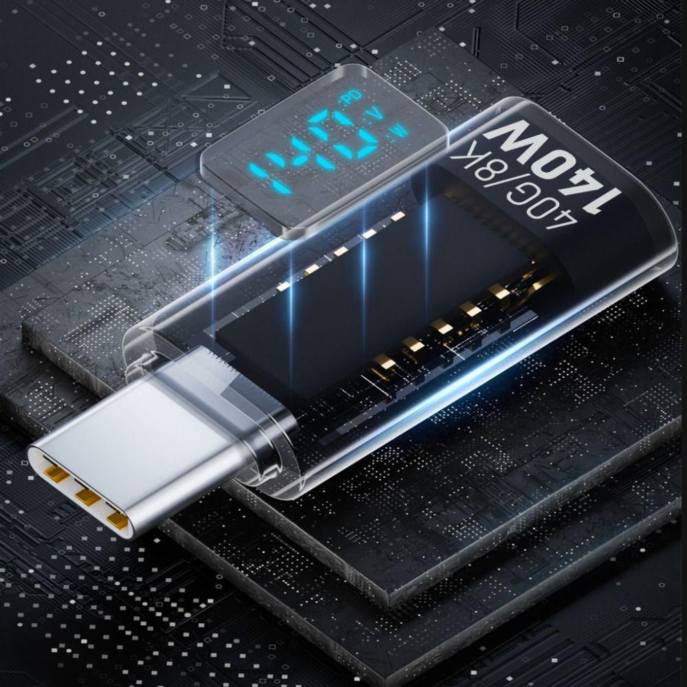 PD 140W USB-C Adapter Digital LED Display Power Meter Tester Type-C Extension Connector  Laptop