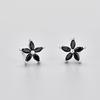 Colorful Zircon Flower Cat's Eye Earrings - Five-Petal Design with Rhinestones for Girls