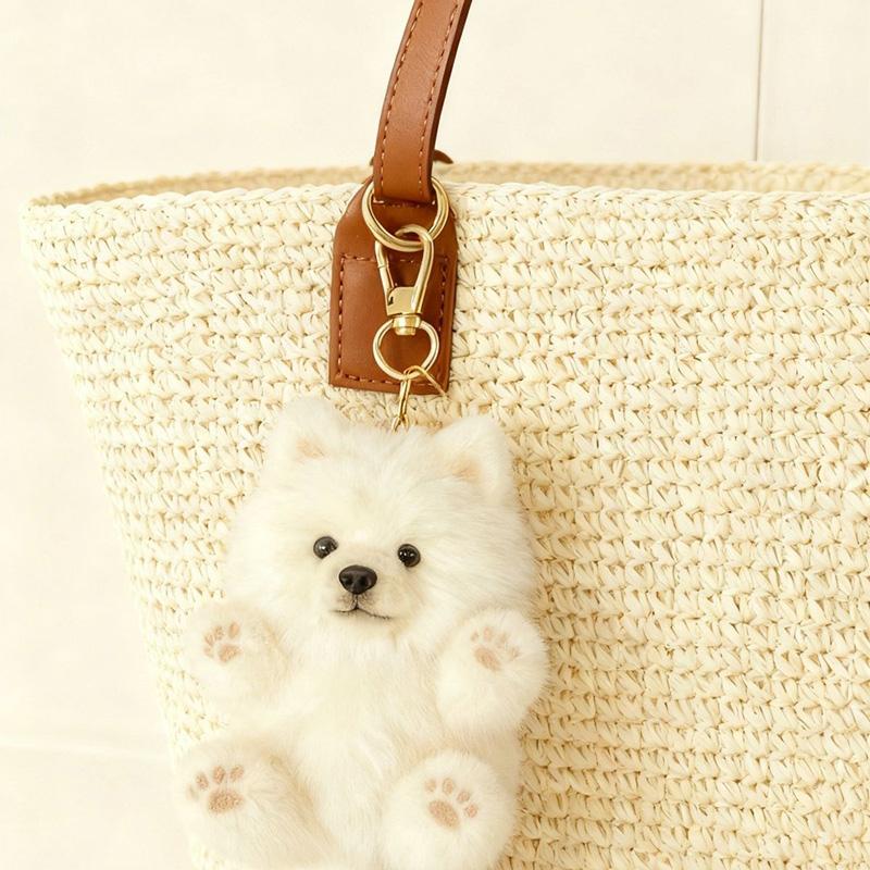 Cute Samoyed Plush Pendant Keychain Super Healing Doll Bag Decoration Gift Girl Small Toy Pendant