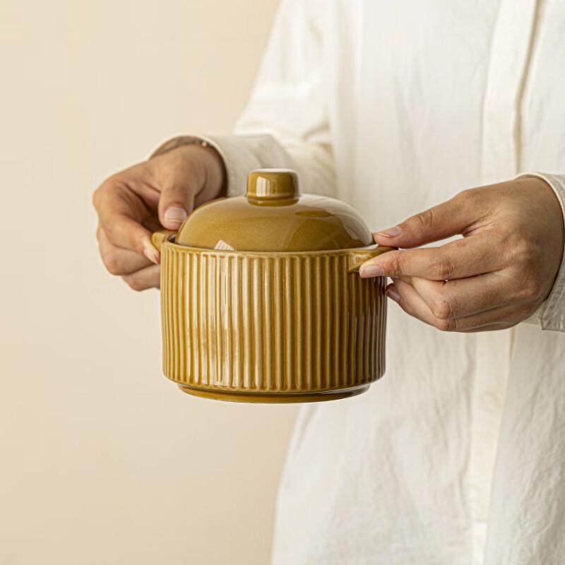 Personal Ceramic Stew Pot with Lid