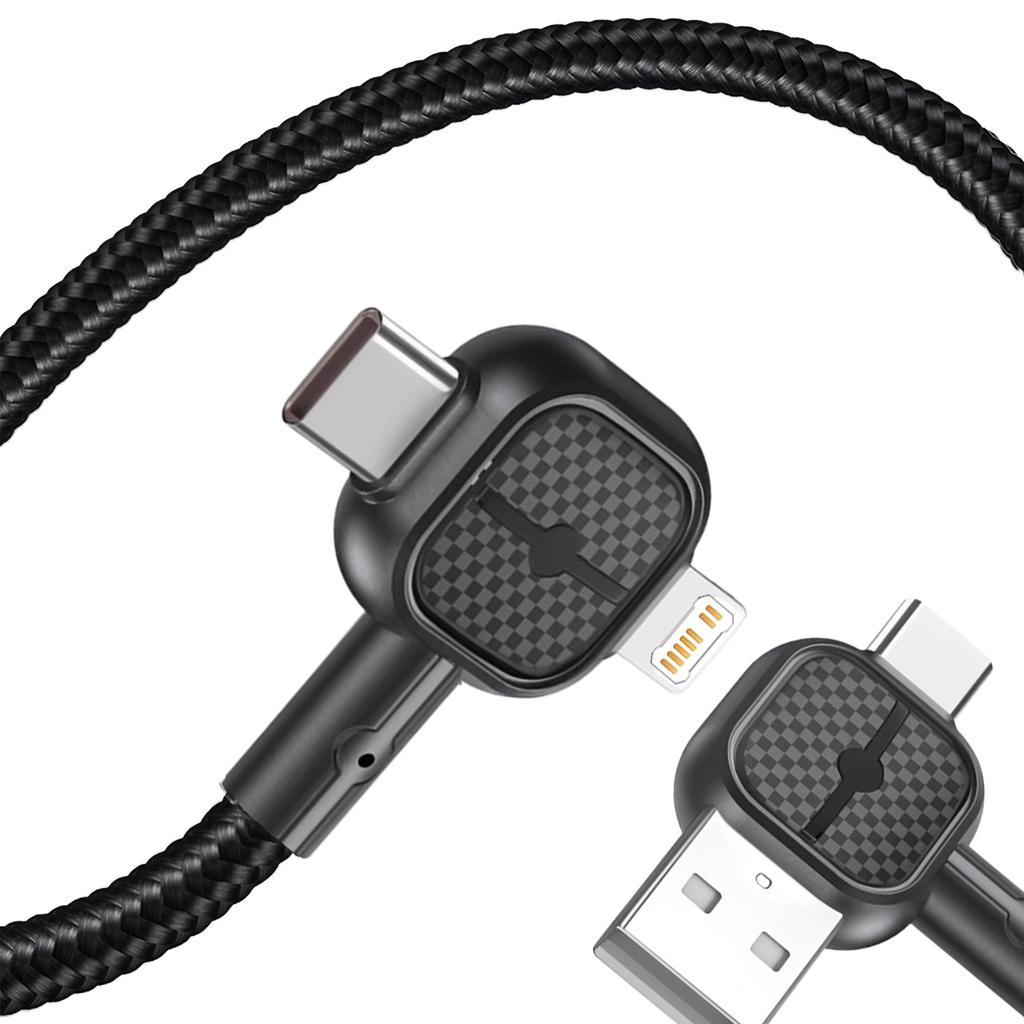 Multi-Function Dual-Input PD Four-In-One Charging Cable USB/Type-C to L-Type Fast Charging Cable Vehicle-Mounted Cable