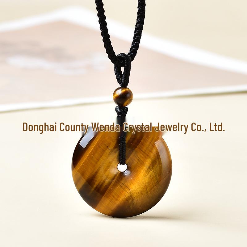 Tiger Eye Crystal Peace Pendant Keychain and Necklace for Men & Women Yellow Tiger Eye 2.5cm Keychain