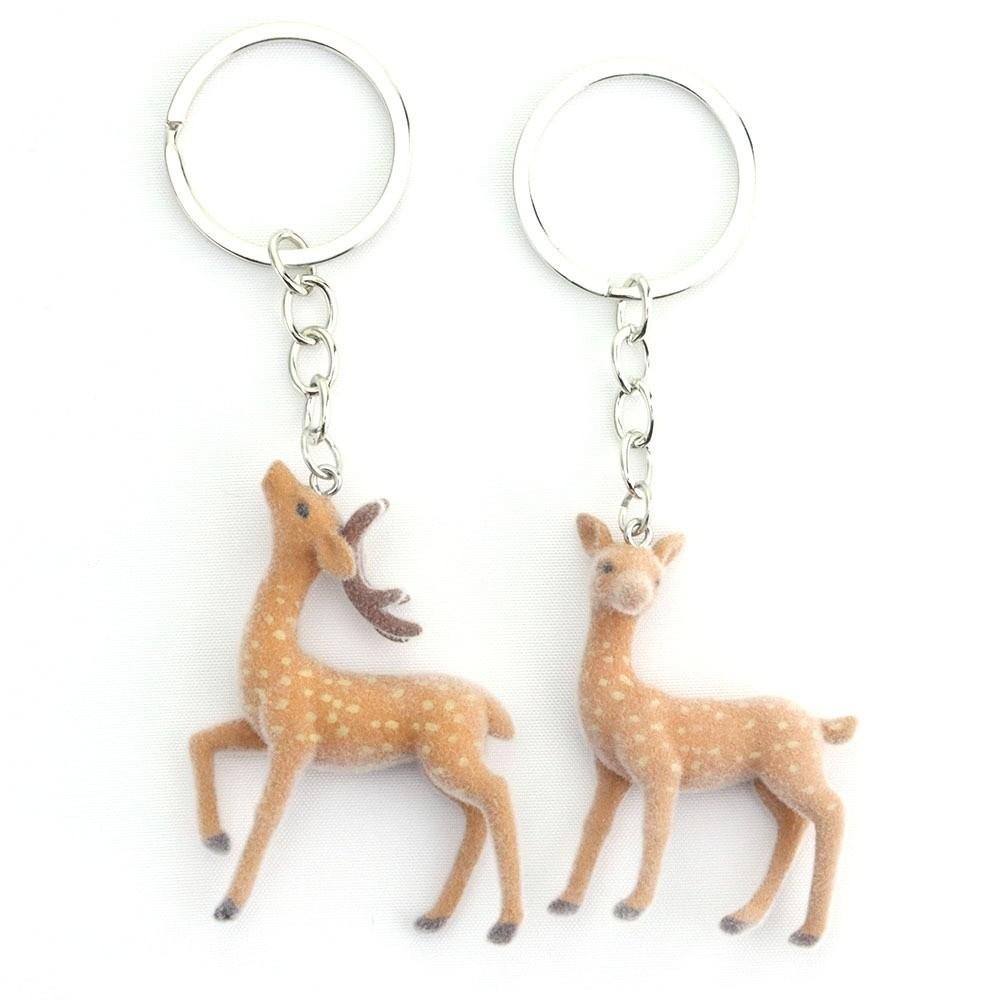 Sika Deer Style Christmas Elk Keychains 3D Design DIY Bead Case Deer Keychain Christmas Gift