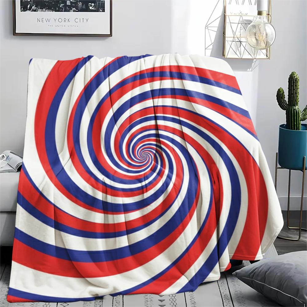 1Pc Illusory Graphics Print Flannel Blanket, High Quality Comfortable for All Seasons, Home Decor, Warmth and Comfort, Perfect for Christmas Gifts W26