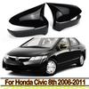 For 2006-2010 2011 Honda Civic Gloss Black Side Rearview Mirror Cover Trim Caps