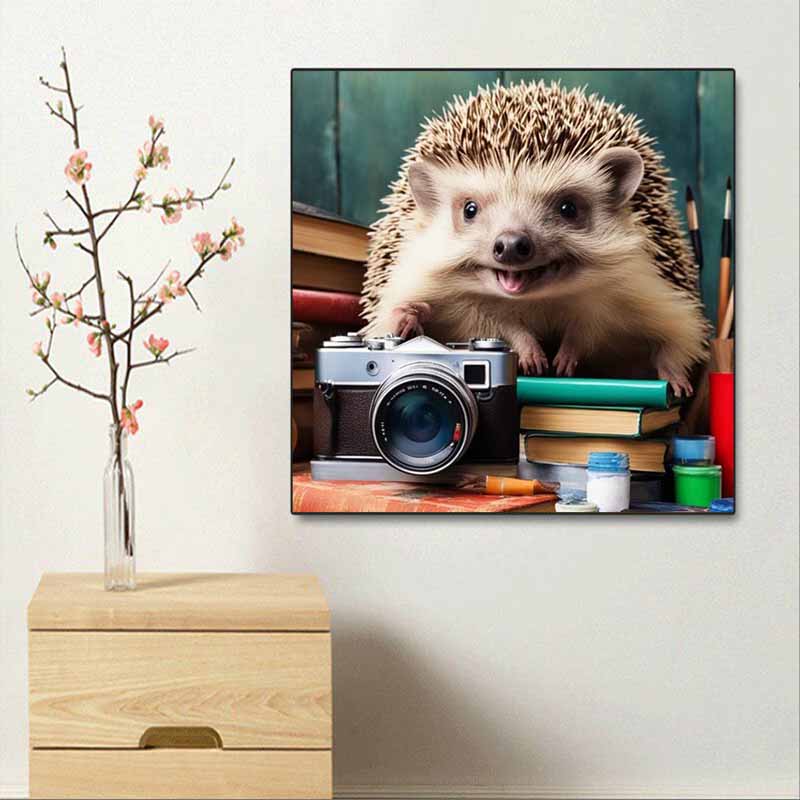 New Arrival 5D DIY Full Circle Diamond Painting "Hedgehog and Book" Embroidery Cross Stitch Home Decor Gift