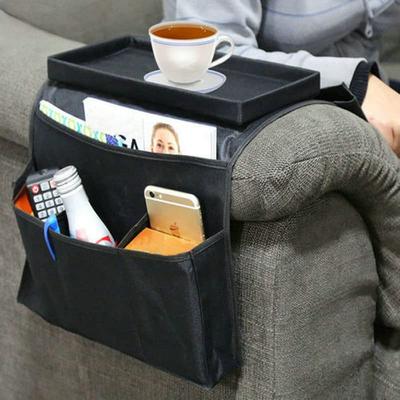 Gray Sofa Storage Bag Hanging Armrest Organizer for Home Remote Control Storage Solution