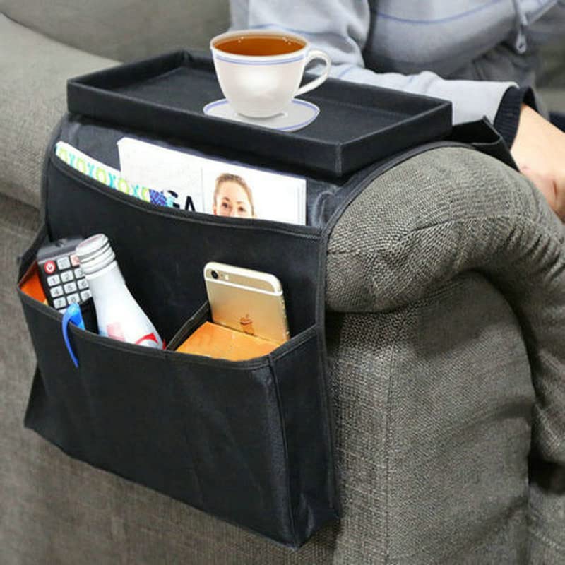 Gray Sofa Storage Bag Hanging Armrest Organizer for Home Remote Control Storage Solution