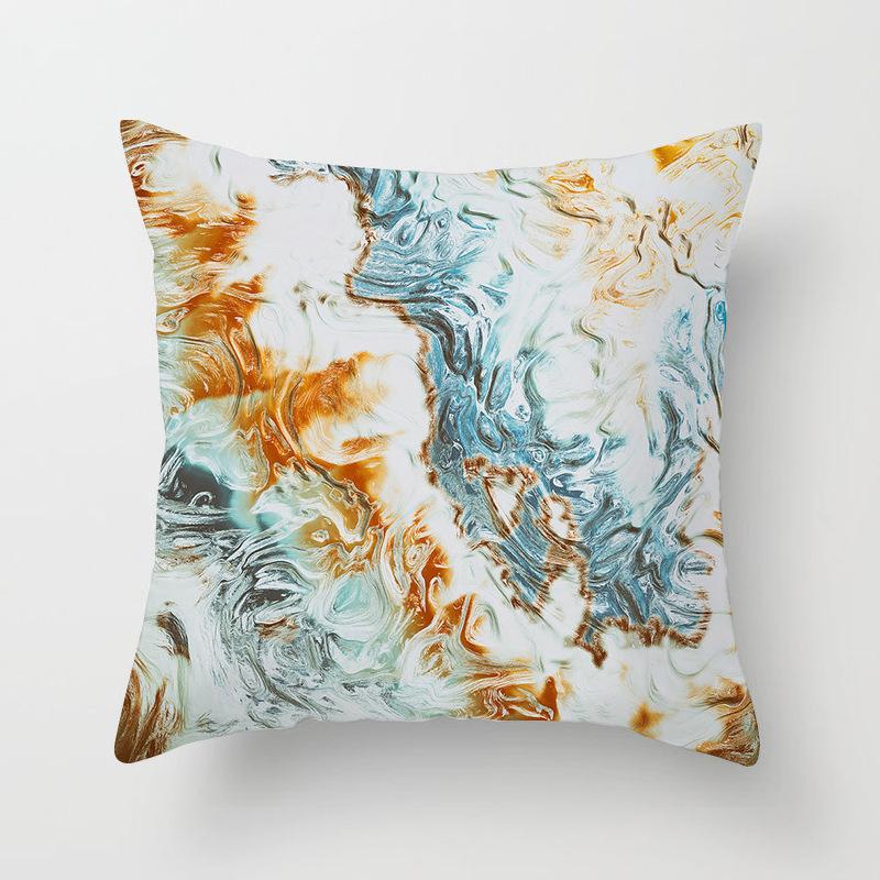Abstract Landscape Painting Patterns Throw Pillow Cover With Short Plush Print For Living Room Sofa Decoration Cushion Cover