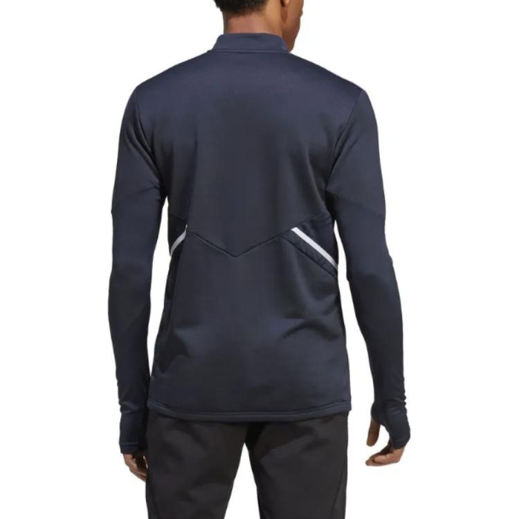 Adidas Aeroready Condivo 22 Series Striped Fashion Comfortable Soft Versatile Long Sleeve Football Shirt Men tops Blue II8089