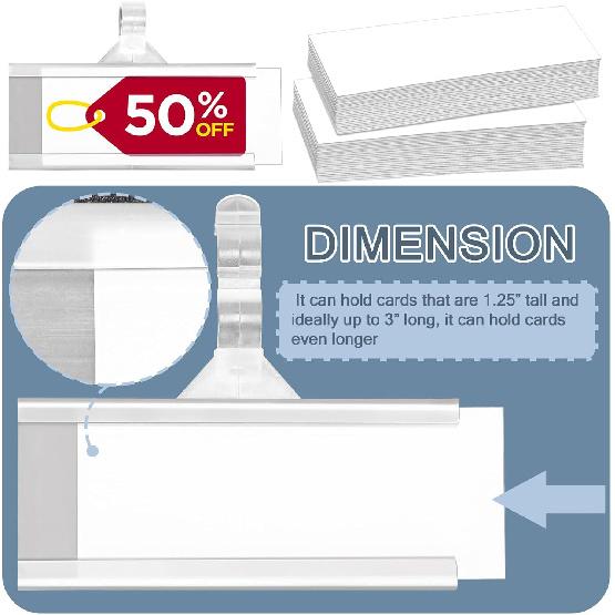 100 Pieces Plastic Wire Shelf Label Holders, Reble Price Label Holder with locks, Label Display Holder for Retail Supermarket Department Store(3'' x